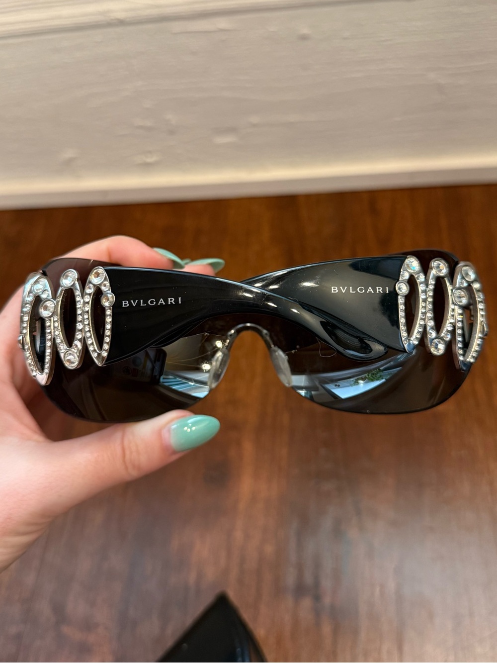 Bvlgari 6017-B Swarovski Sunglasses Black/Silver